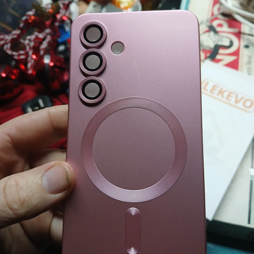 generic pink matte magnetic phone case compatible Samsung Galaxy S25...lekevo